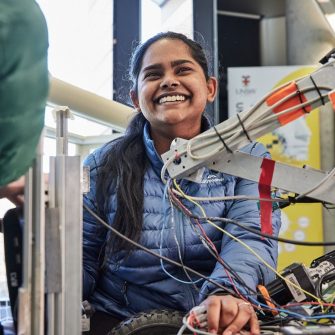 Computer science student robotics smile