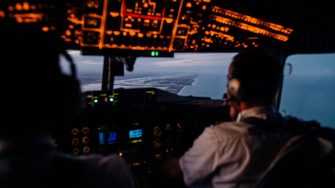 Pilot in cockpit