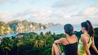 Two women looking out to sea