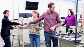 Team of Engineering Students at University Science Lab preparing for their project work