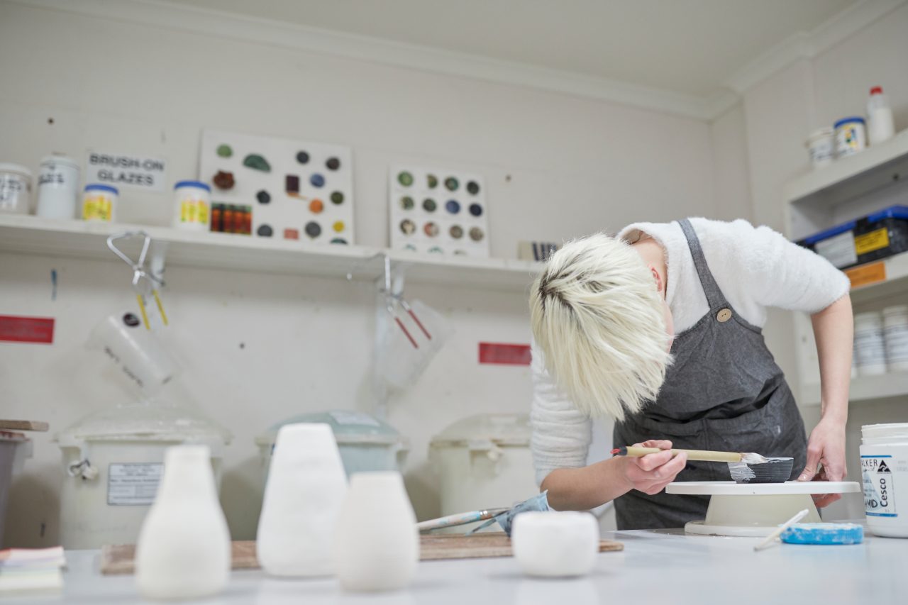 Students in Ceramics class